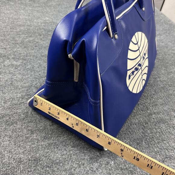 Vintage Pan Am Explorer Bag Blue Top Handle Travel Bag Limited Edition Leather - Picture 12 of 15